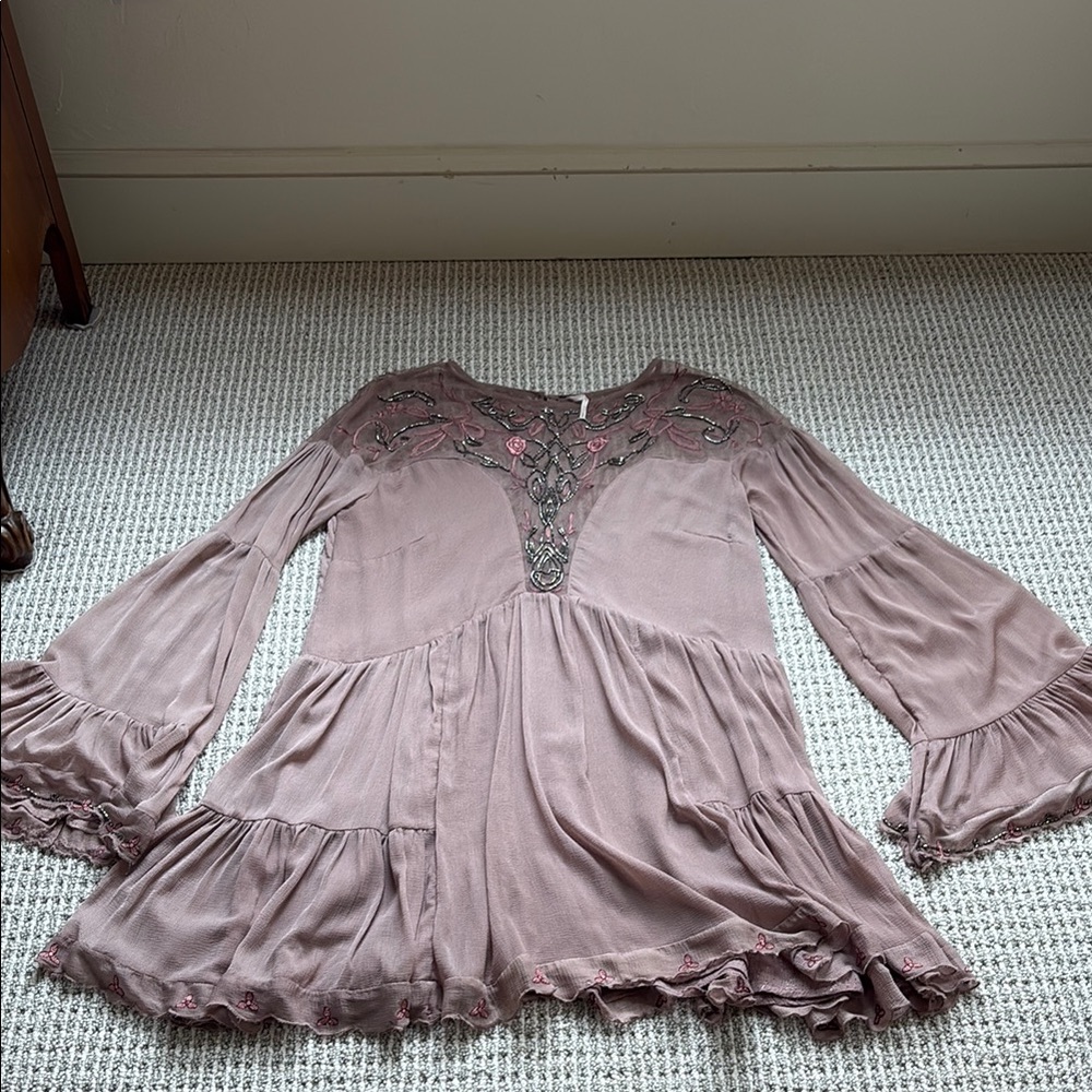 Free People Embroidered Mini Dress